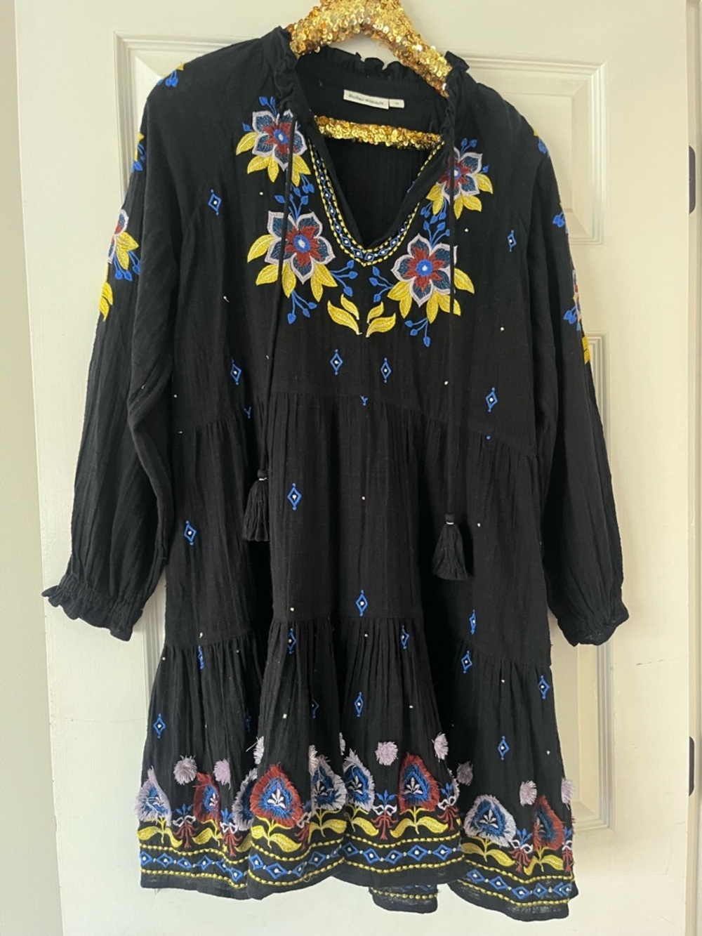Roller Rabbit Fleur Nuuv Janni Embroidered Dress Tiered Cotton Boho Sz XS - Picture 2 of 9